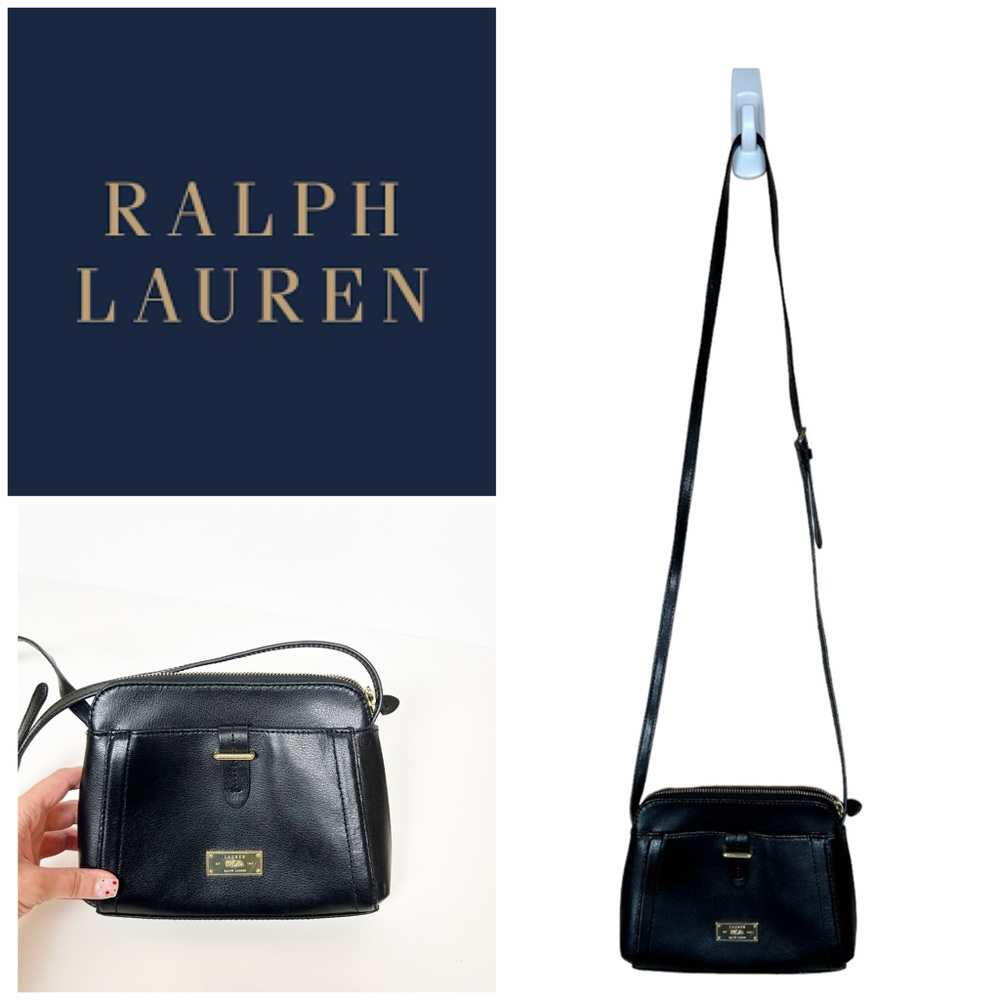 Ralph Lauren Black Leather Crossbody Bag with Gold Hardware